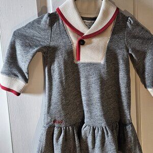 Ralph Lauren Polo gray sweater neck dress with diaper cover, 2 piece, size 12m